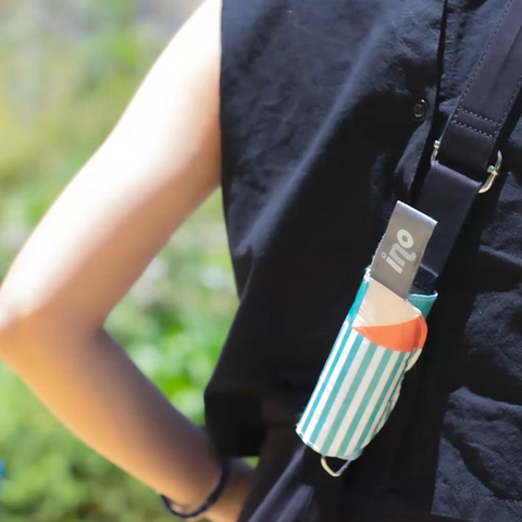 Get the Pong's "Let's Geo" pouch securely holds masks. Featuring a versatile snap band, waterproof Tyvek shell, antimicrobial lining, and integrated sanitizer dispenser.