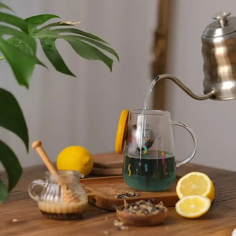 OHTEAVOR Hand-Blown Borosilicate Glass Mug | Heat-Resistant Clear Glass Cup for Tea, Enhances Aroma