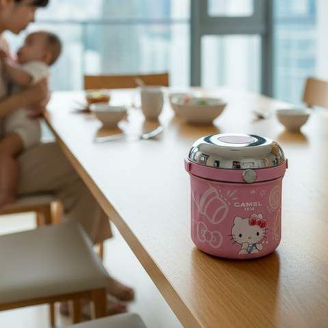 Get The Pong's limited pink Hello Kitty x Camel 0.5L food jar with 300ml glass.