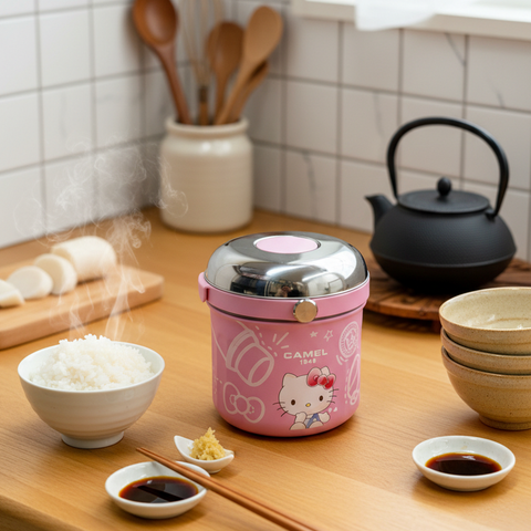 Get The Pong's limited pink Hello Kitty x Camel 0.5L food jar with 300ml glass.