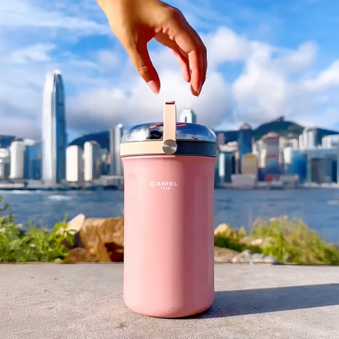 The (Core Edition) Tiffin 100 1.0L Stainless Steel Food Jar in Baby Pink by Get the Pong, featuring a 300ml glass container.