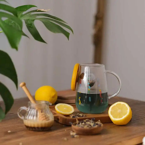 OHTEAVOR Hand-Blown Borosilicate Glass Mug | Heat-Resistant Clear Glass Cup for Tea, Enhances Aroma