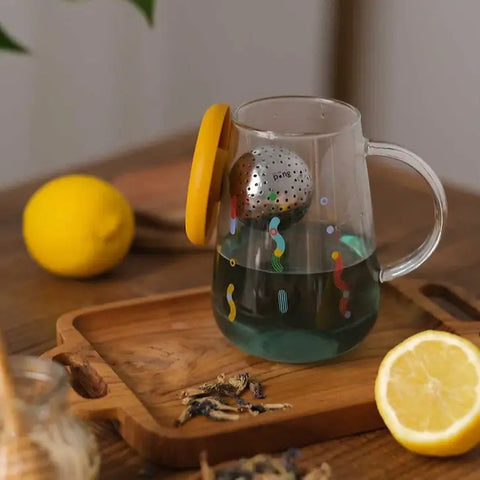OHTEAVOR Hand-Blown Borosilicate Glass Mug | Heat-Resistant Clear Glass Cup for Tea, Enhances Aroma