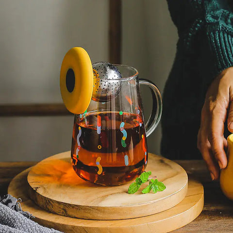 OHTEAVOR Hand-Blown Borosilicate Glass Mug | Heat-Resistant Clear Glass Cup for Tea, Enhances Aroma