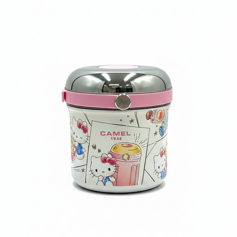 Get The Pong presents the Hello Kitty x Camel Tiffin 50: a 0.5L insulated stainless steel food jar.